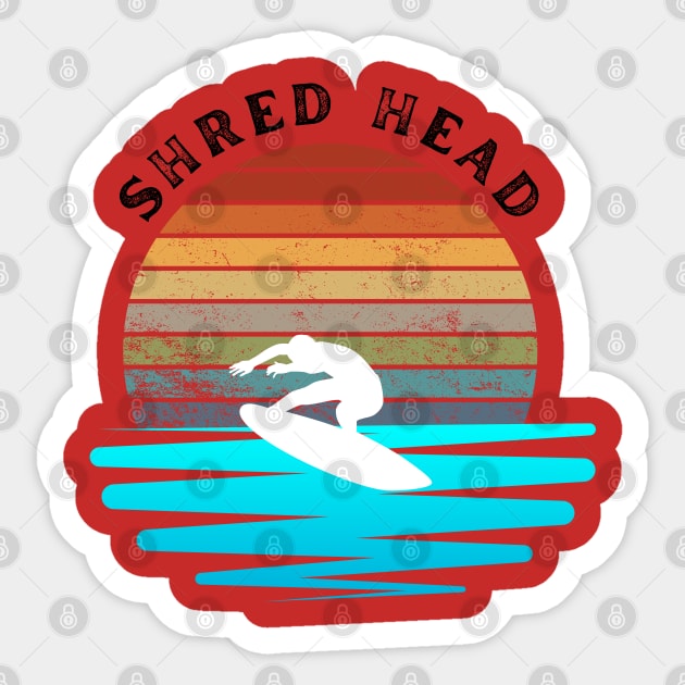 Retro Sunset With Surfer On The Wave Sticker by FNRY